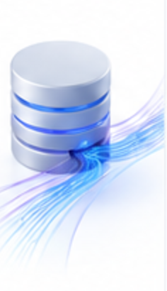 3D illustration of a database with data streams